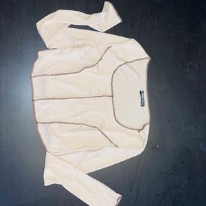 Shein small cream ribbed top. Brand new. Brown stitching